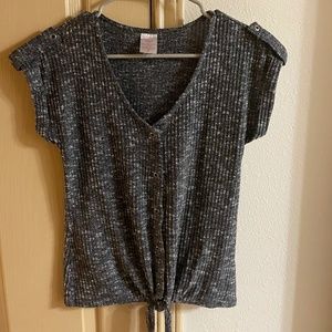 Grey Knit Button Up Shirt